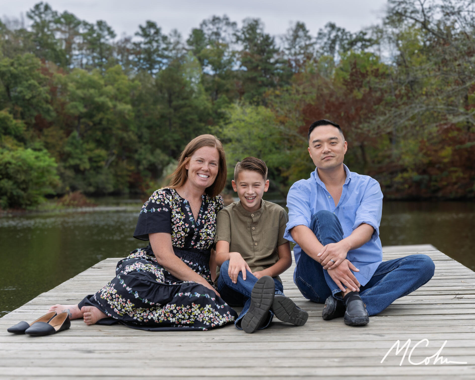 Family on pier