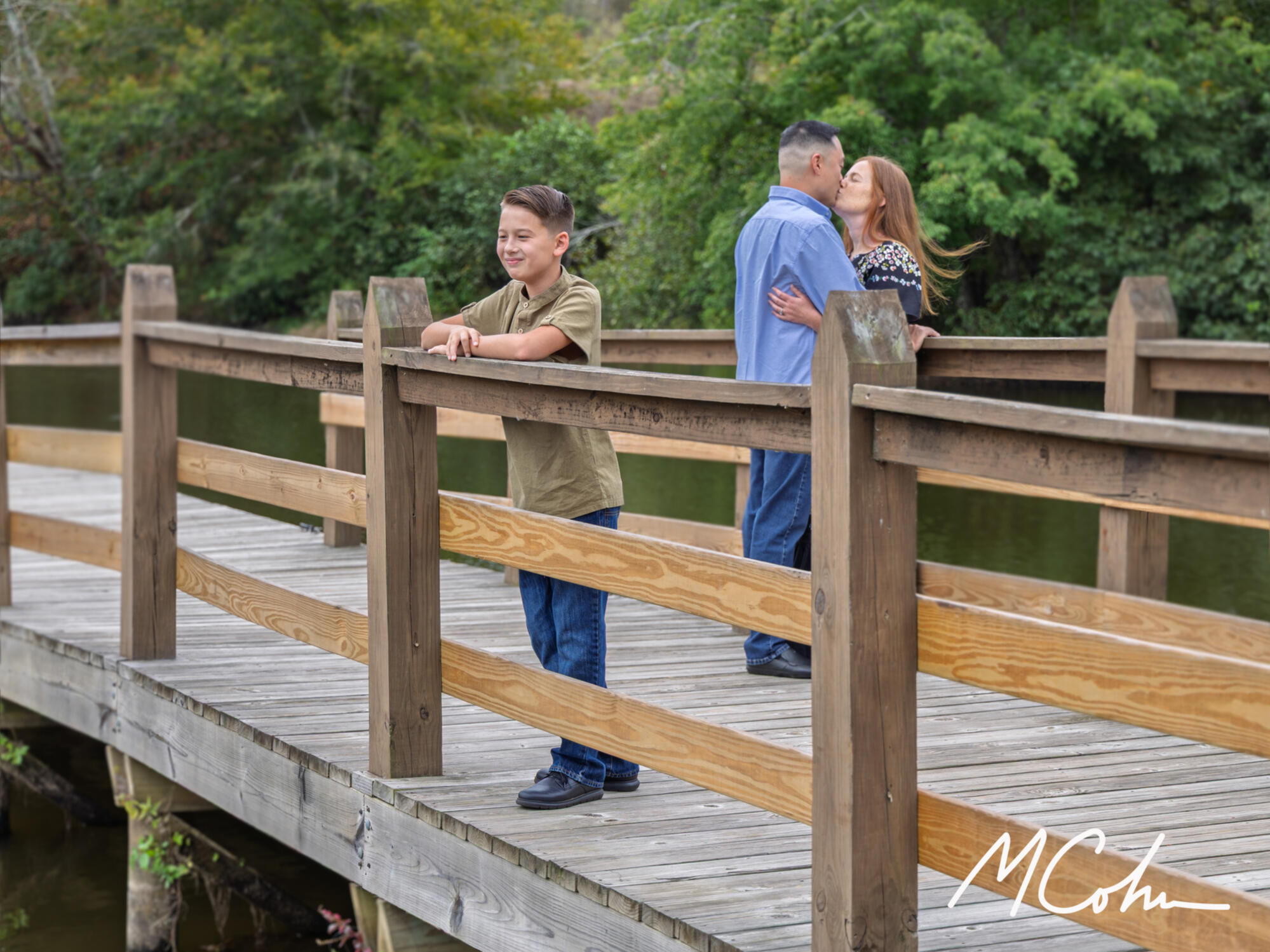 Family on pier