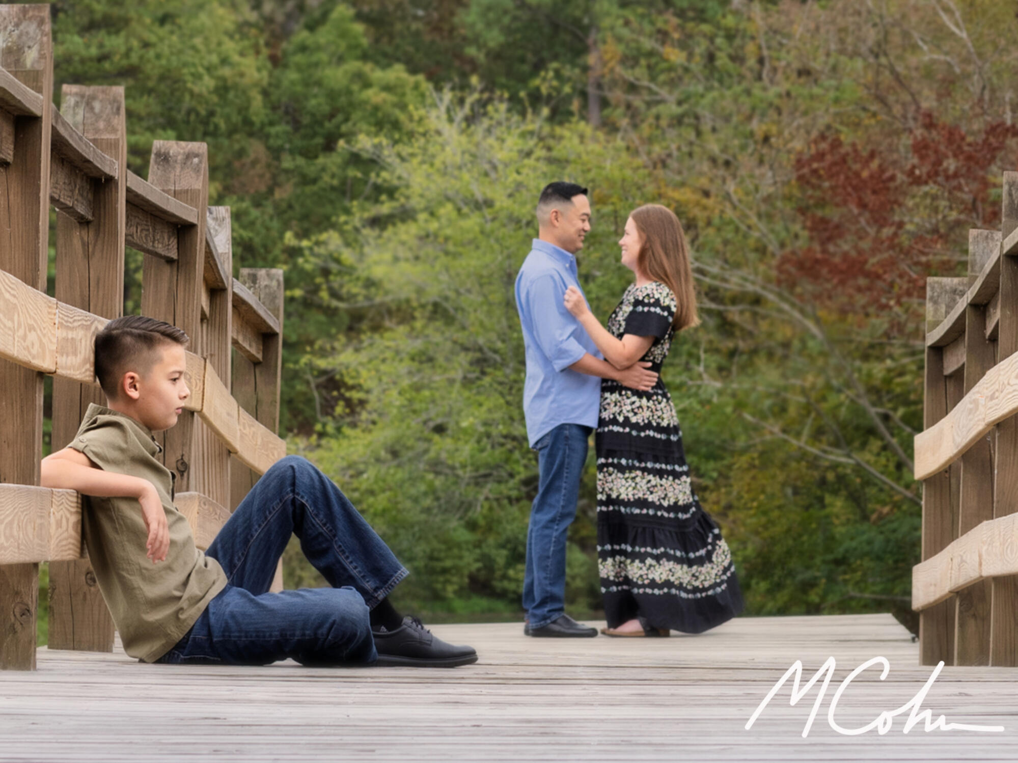 Family on pier